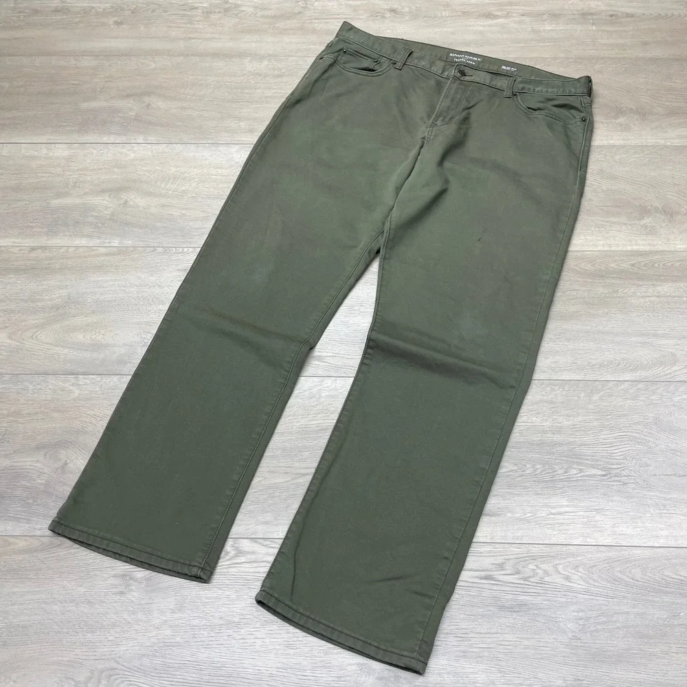 Banana Republic Traveler Pant Men 38x32 Rich Olive Slim Fit S/494005